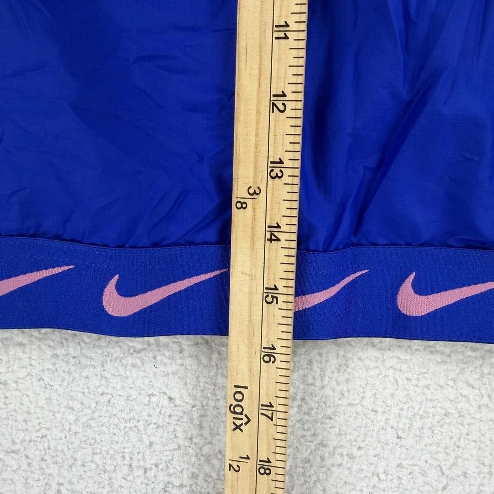 Nike Windbreaker Jacket Girls Medium Blue Pink Hooded‎ Colorblock Swoosh Logo